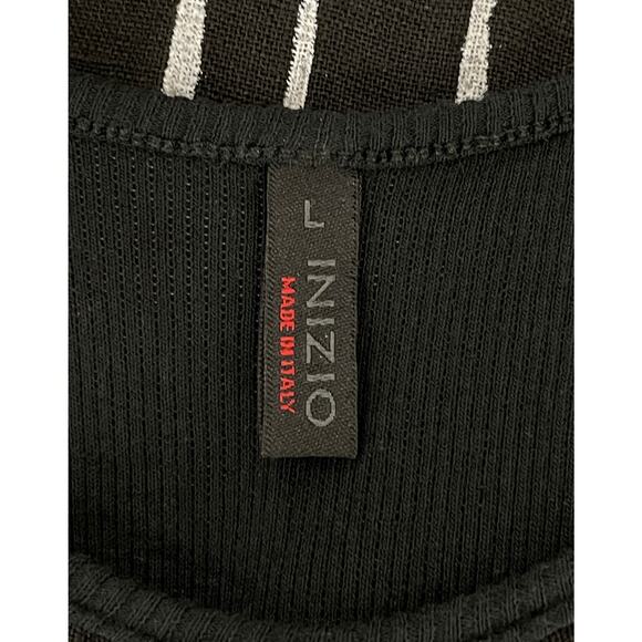 Inizio Stripe Magic Dress Linen Black Gray Large Lagenlook Boho Artsy - Picture 9 of 10